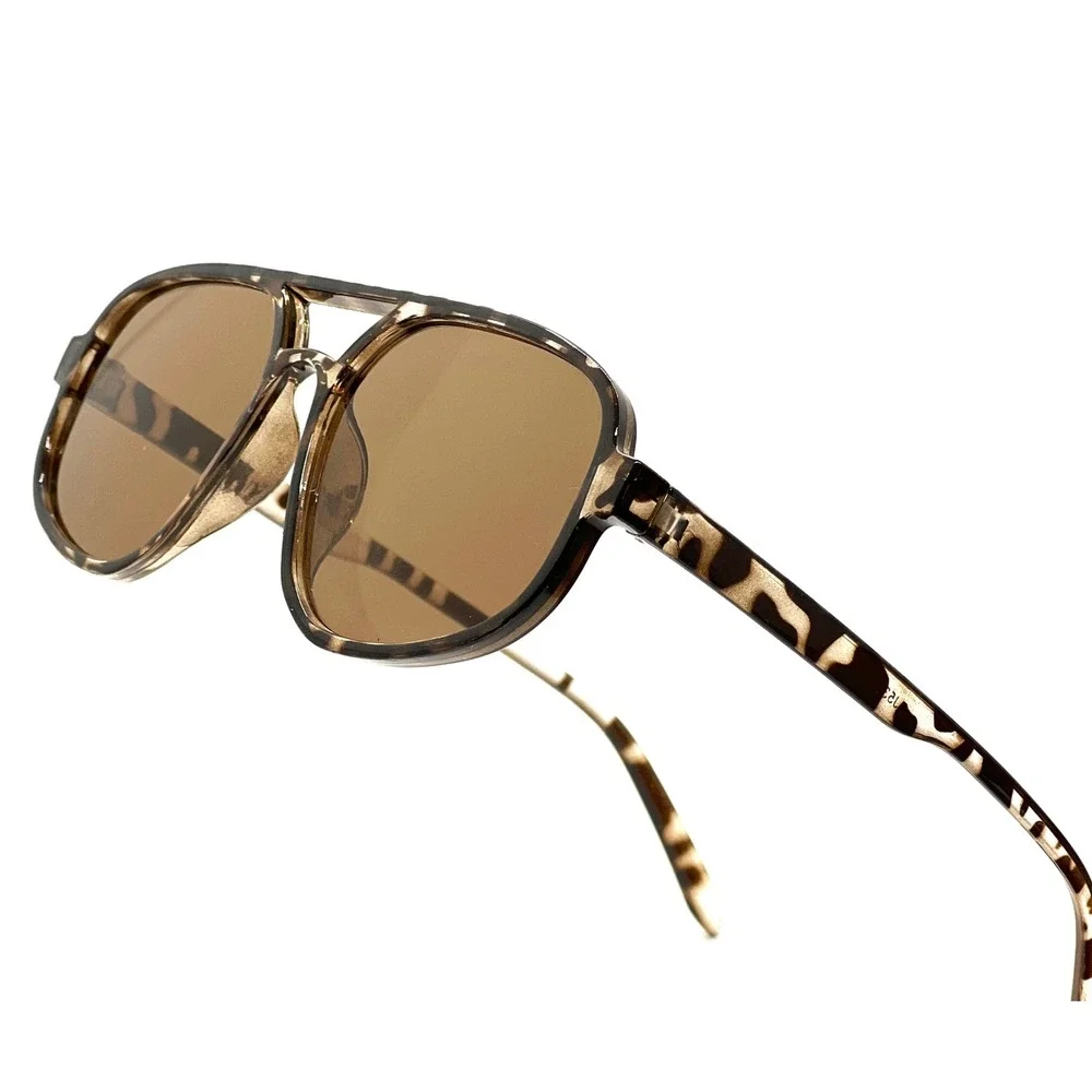 Women's Aviator Sunglasses Hip‎ Hop Leopard Print Tortoise Shell Gradient Lenses